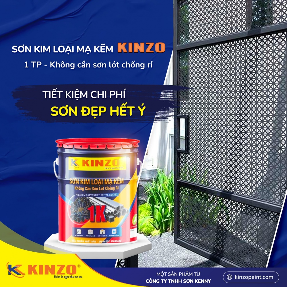 Sơn kim loại mạ kẽm KINZO - 1 Thành phần không cần sử dụng sơn lót chống gỉ khi dùng