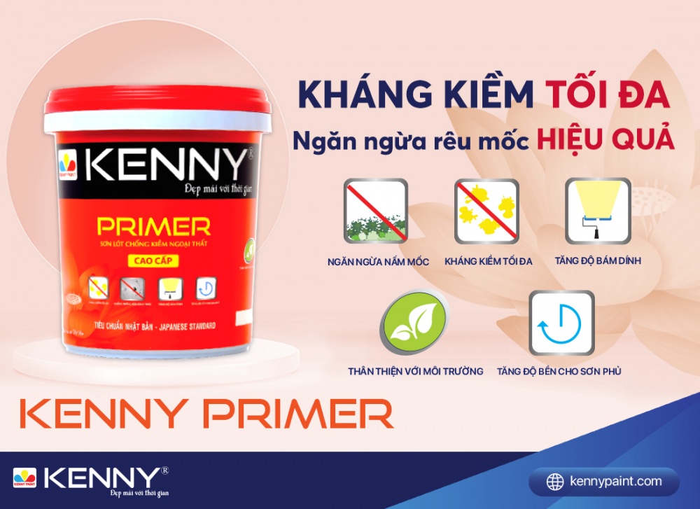Sơn lót ngoại thất KENNY PRIMER giúp tăng độ bền và độ bám dính cho sơn phủ