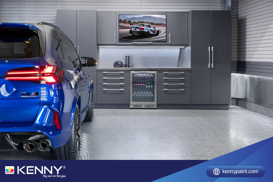 Sơn chống trượt được sơn ở gara ô tô