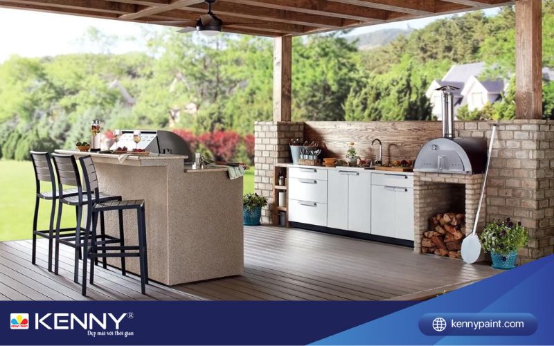 Sơn KENNY - Điểm tô ngôi nhà mơ ước Bếp ngoài trời là khu nhà bếp được thiết kế ngoài trời với đầy đủ trang thiết bị nấu nướng