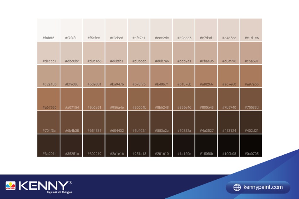 Bảng sơn màu nâu phổ biến hiện nay