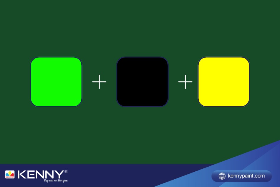 Cách pha màu xanh rêu từ màu sơn xanh lá, đen và vàng theo tỷ lệ 3:1:2