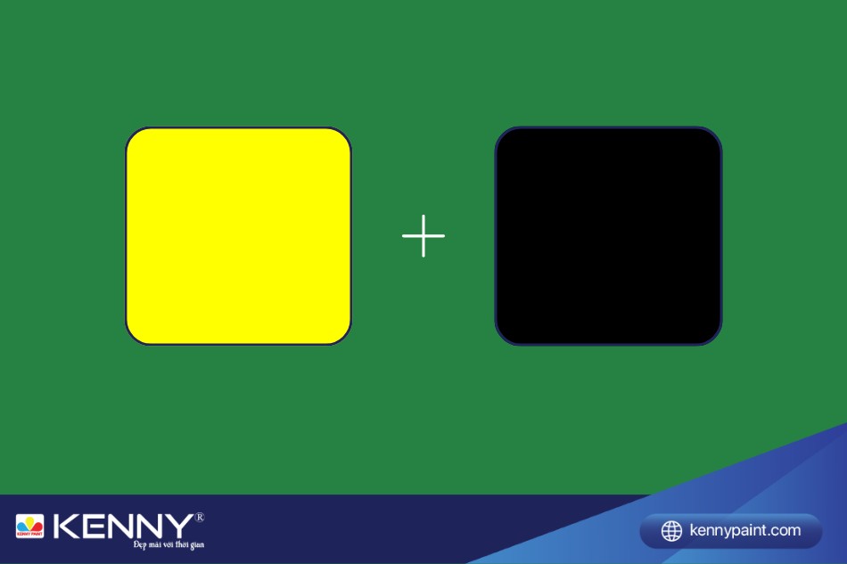 Hướng dẫn pha sơn màu xanh rêu từ màu đen và vàng theo tỷ lệ 1:3