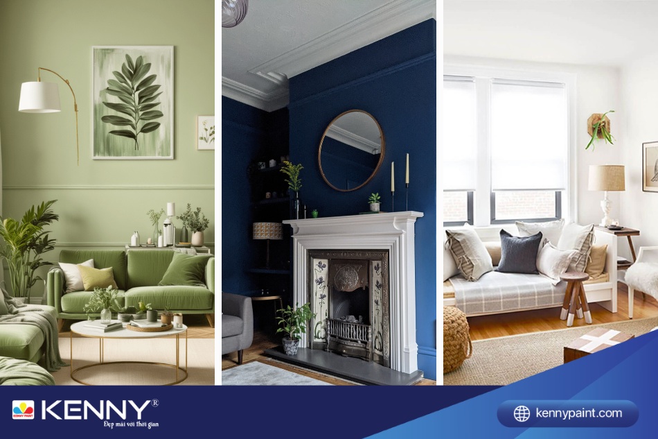 Nên ưu tiên chọn sơn màu xanh dương, xanh lá cây hoặc trắng cho chồng mệnh Mộc, vợ mệnh Thủy