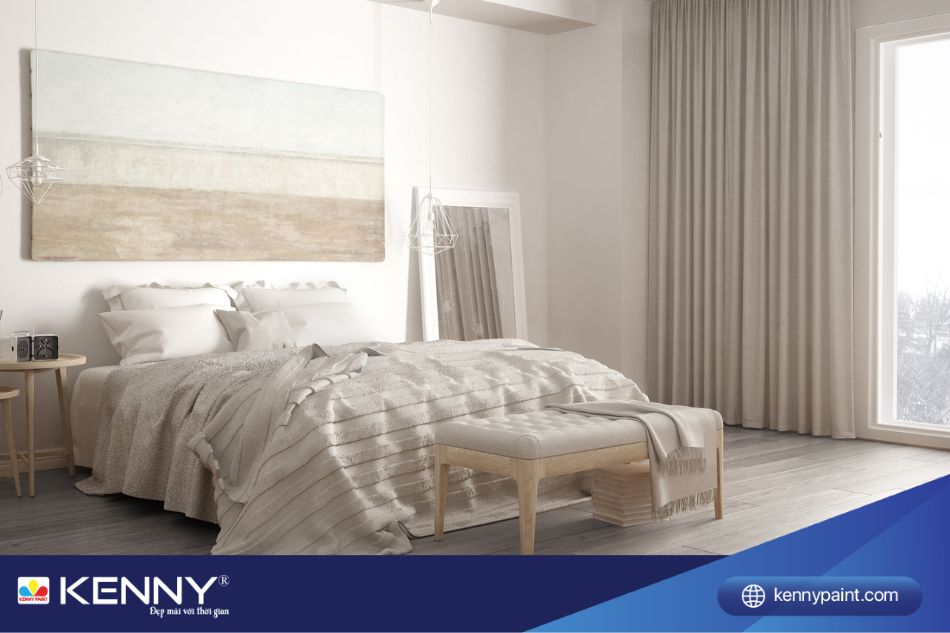 Decor phòng ngủ Hàn Quốc với màu trắng chủ đạo giúp cho căn phòng thêm sang trọng