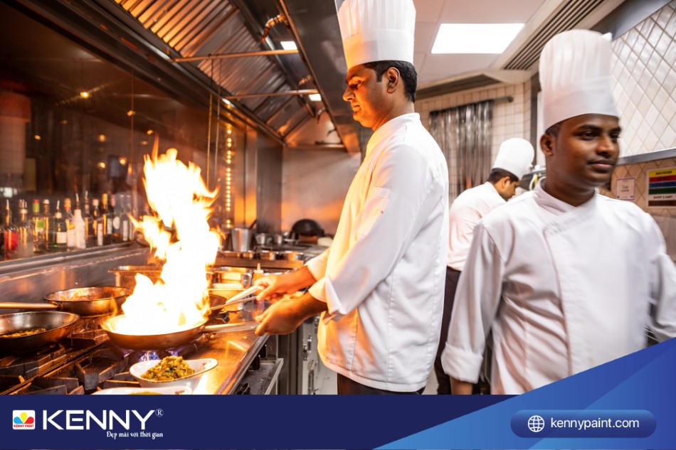 Khu vực chế biến món ăn là trung tâm của bếp