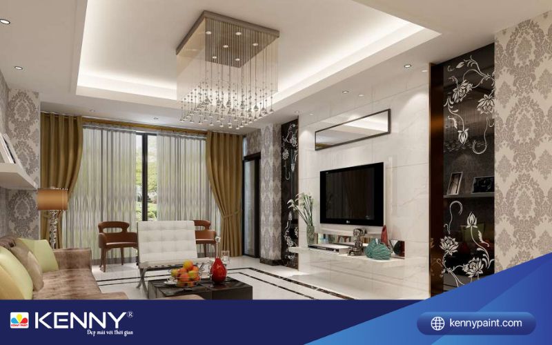Sơn KENNY - Điểm tô ngôi nhà mơ ước lát gạch viền phòng khách 1