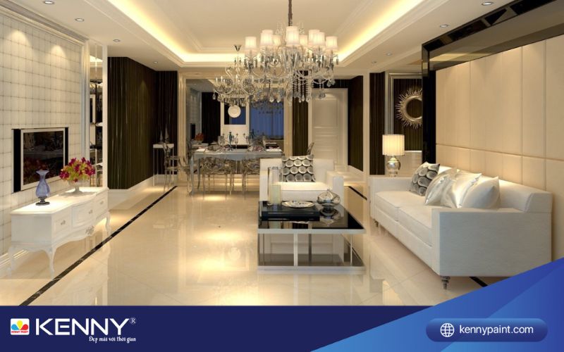 Sơn KENNY - Điểm tô ngôi nhà mơ ước lát gạch viền phòng khách 2