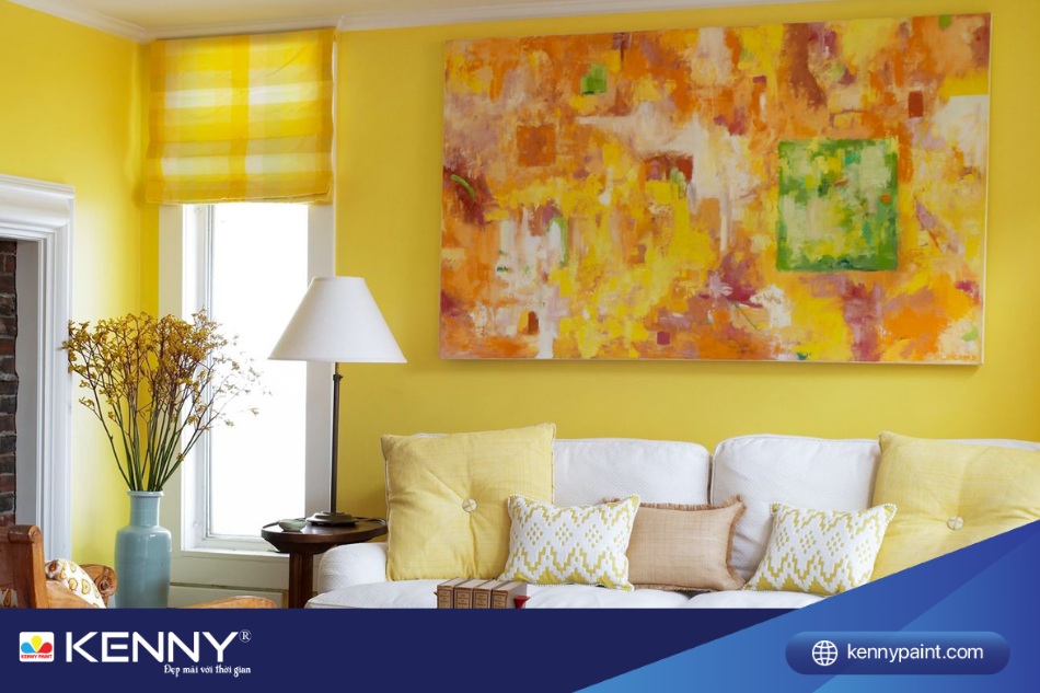 Phòng khách sang trọng, gần gũi với sơn màu lông gà