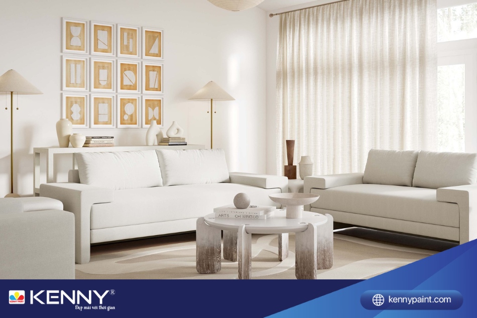 Sơn nhà màu trắng ngọc trai luôn là lựa chọn được ưa chuộng trong thiết kế không gian sống hiện đại.