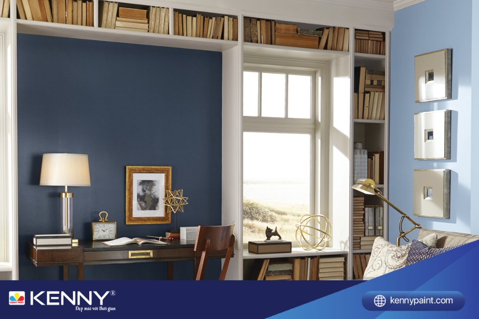 Màu sơn xanh dương, đen hay trắng, xám, ghi cũng rất hợp với người mệnh Thủy