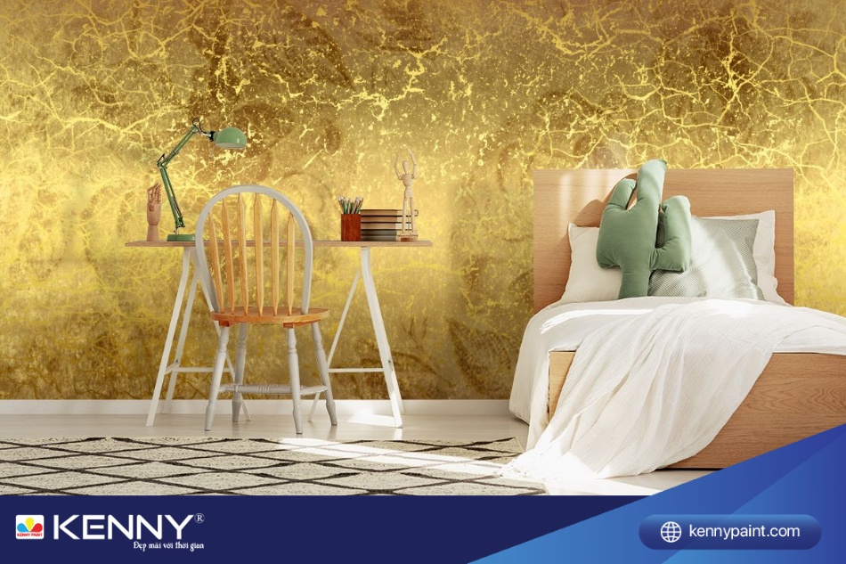 Màu vàng kim có ánh nhũ lấp lánh, gợi lên sự quý phái và tạo hiệu ứng bắt sáng