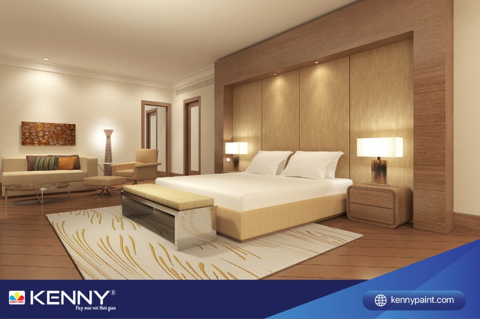 Màu sơn kết hợp với ánh sáng tạo nên không gian thoáng và rộng rãi