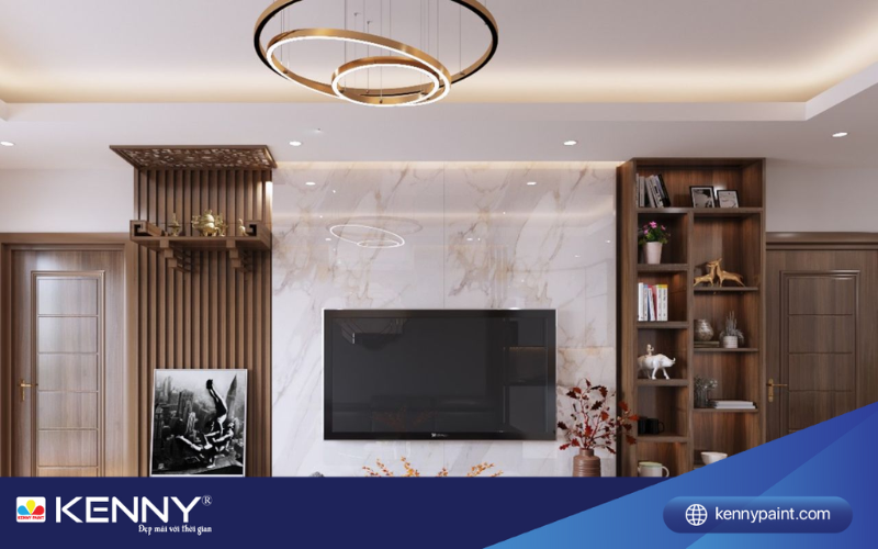 Sơn KENNY - Điểm tô ngôi nhà mơ ước mau-vach-tivi-phong-khach-1
