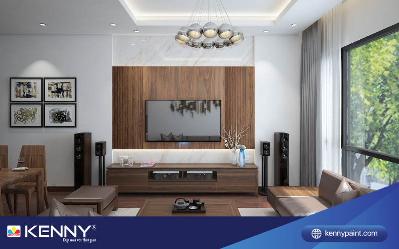 Sơn KENNY - Điểm tô ngôi nhà mơ ước mau-vach-tivi-phong-khach-2