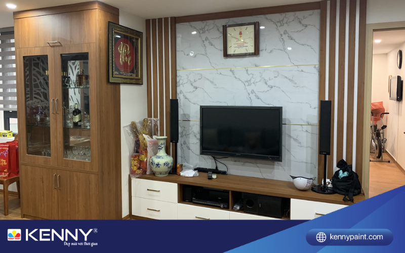 Sơn KENNY - Điểm tô ngôi nhà mơ ước mau-vach-tivi-phong-khach-3