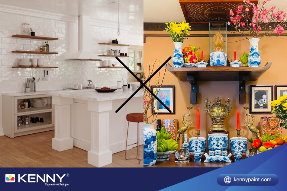 Không nên đặt bếp kế bên phòng thờ vì không tốt cho phong thủy
