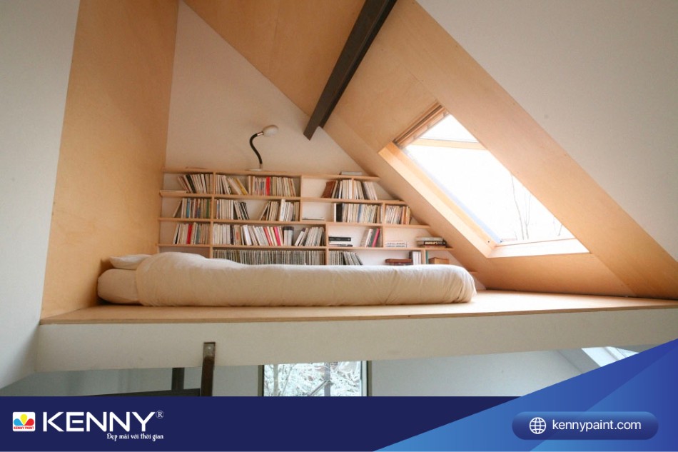 Phòng đọc sách sân thượng có ánh sáng tự nhiên rất thích hợp đọc sách