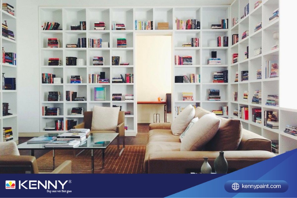 Phòng đọc sách kết hợp phòng khách vô cùng tiện dụng