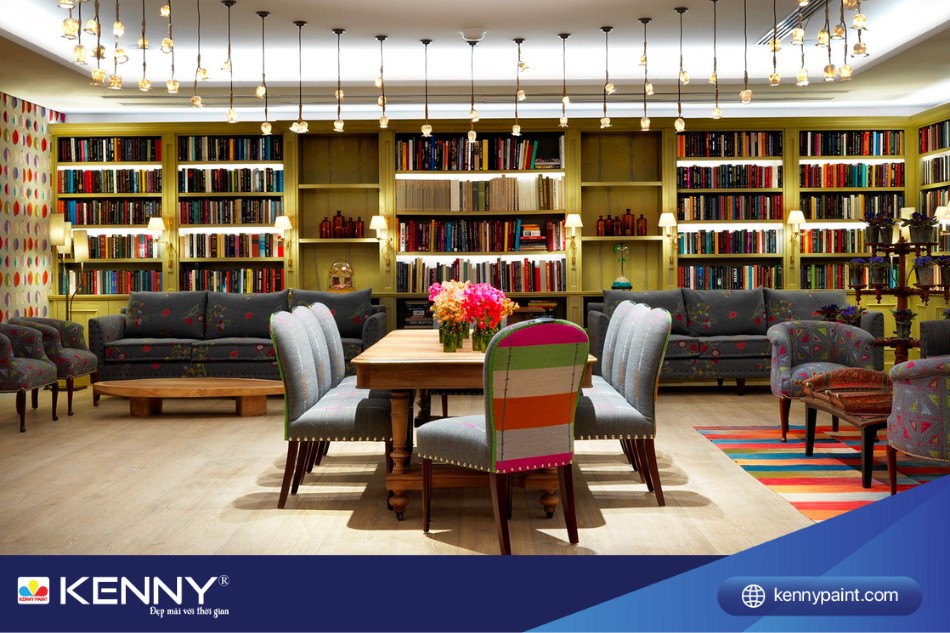 Kết hợp phòng sách giúp phòng khách thú vị và thu hút hơn