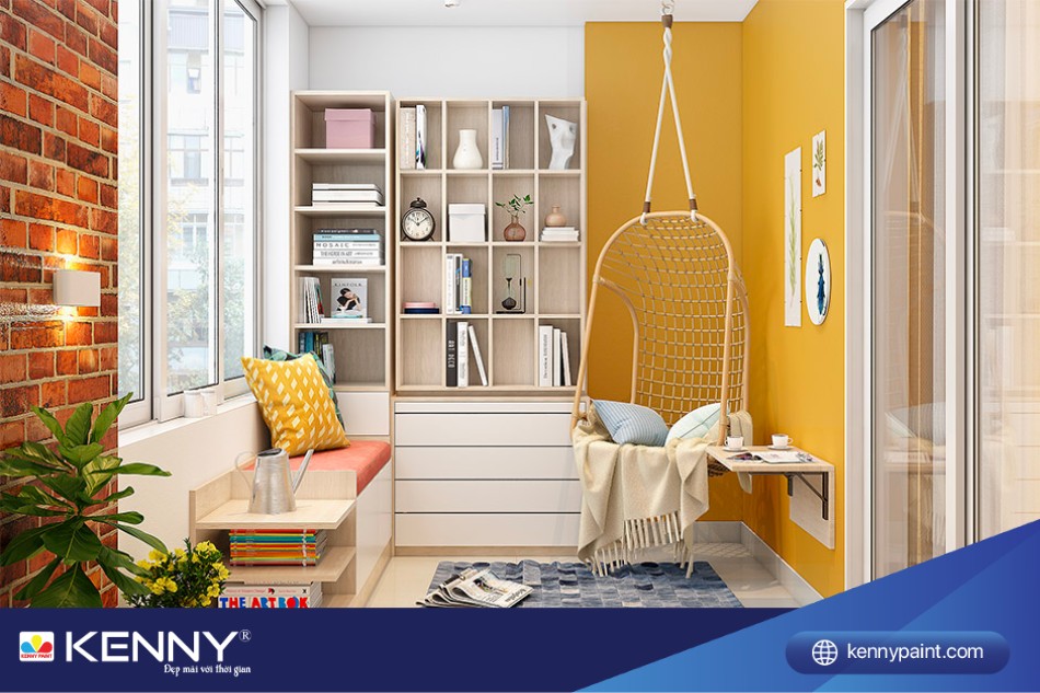 Màu sắc giúp cho phòng đọc sách mang lại cảm giác thư giãn