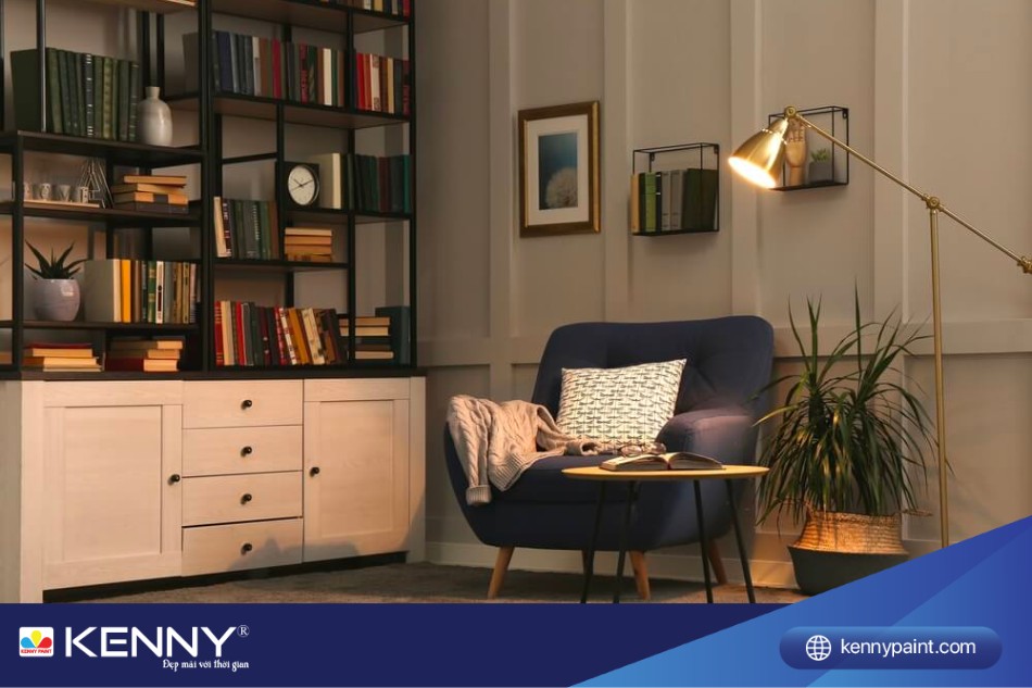 Phòng đọc sách cổ điển tạo ra một không gian huyền bí