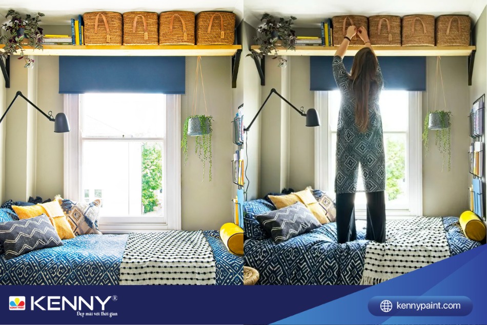 Lắp thêm kệ phía trên để các đồ vật linh tinh khác