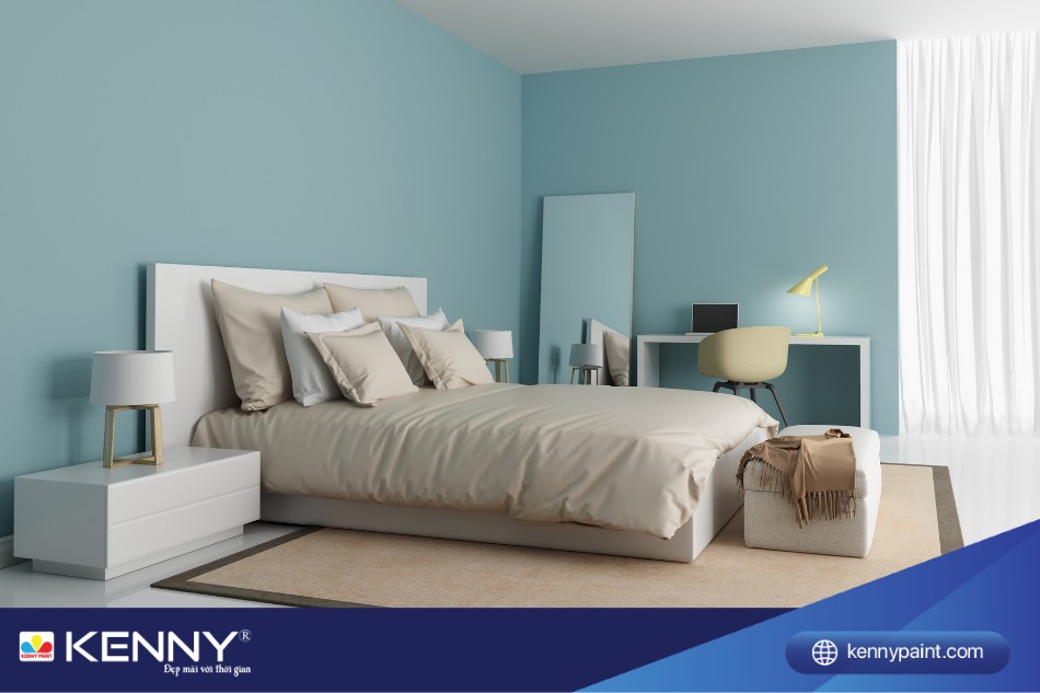 Xanh mint và trắng sẽ mang lại cảm giác nhẹ nhàng & thư giãn cho phòng ngủ