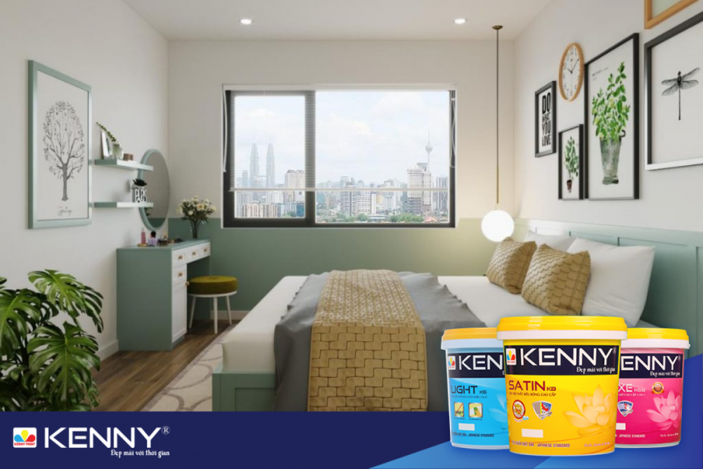 Sơn KENNY - Điểm tô ngôi nhà mơ ước phong-ngu-dep-mau-xanh-10