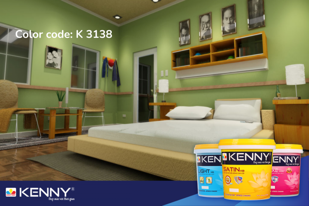 Sơn KENNY - Điểm tô ngôi nhà mơ ước phong-ngu-dep-mau-xanh-8