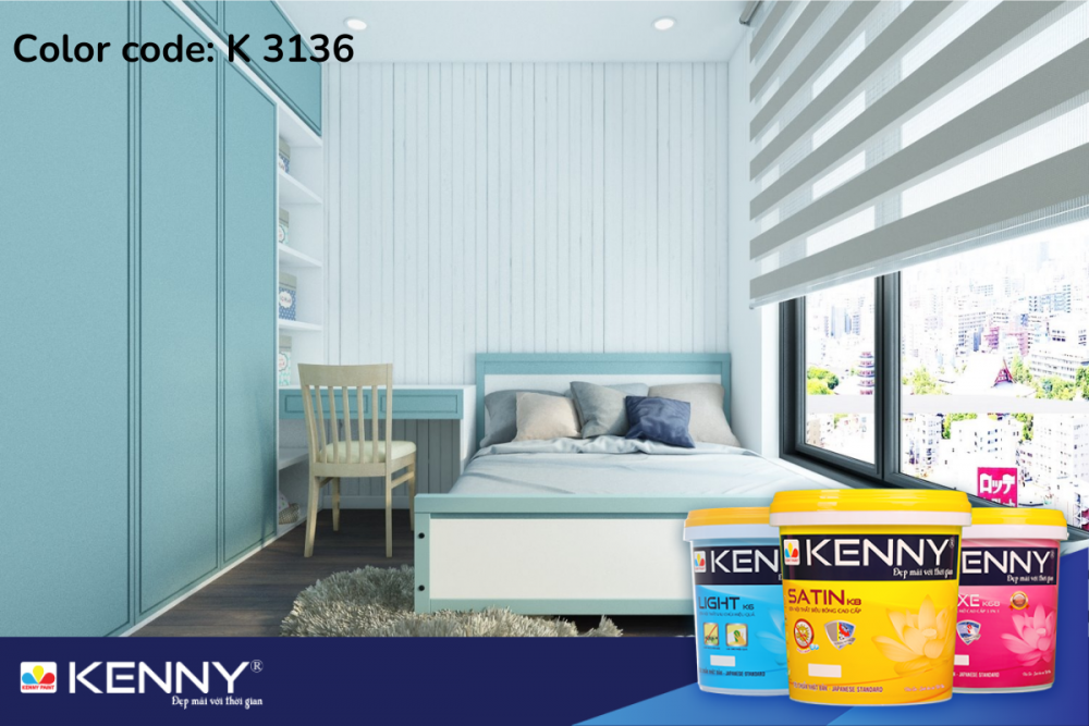 Sơn KENNY - Điểm tô ngôi nhà mơ ước phong-ngu-dep-mau-xanh