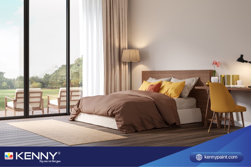 Màu nâu giúp phòng ngủ trở nên bình yêu và vững chãi