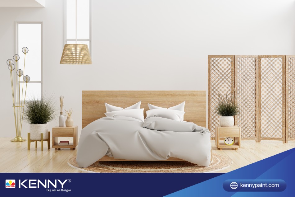 Chất liệu gỗ thô mang lại cảm giác gần gũi cho phòng ngủ