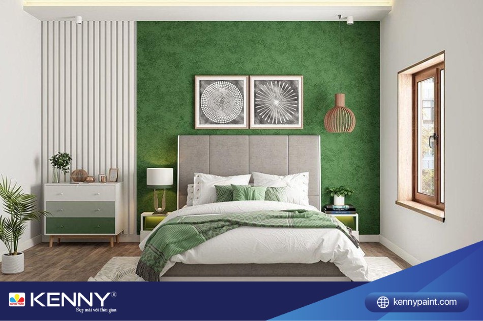 Màu xanh lá kết hợp với trắng sẽ giúp không gian trở nên rộng rãi hơn