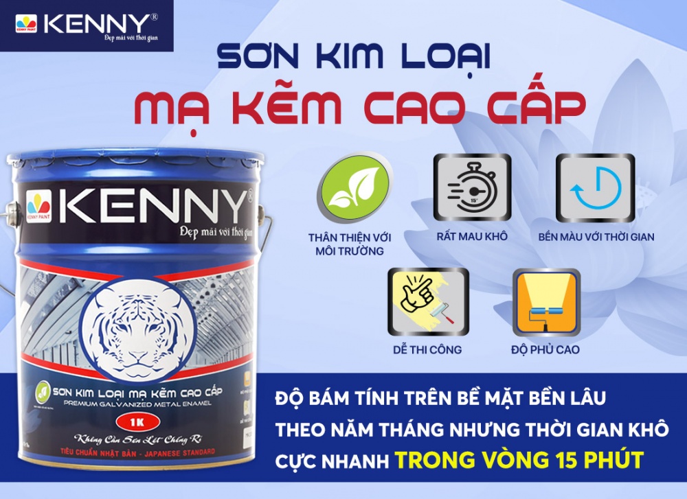 Sơn mạ kẽm Cao Cấp 1K - Con Cọp (New) có độ phủ cao, dễ thi công