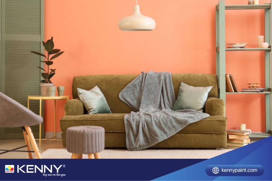 Màu cam đào có khả năng kết hợp tốt với nhiều tông màu khác trong nội thất nhà
