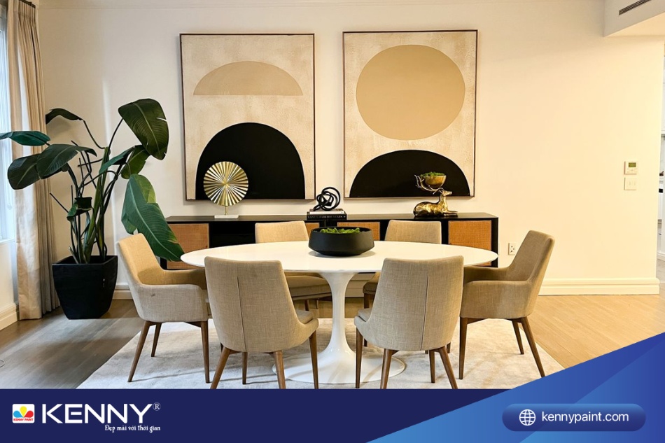 Sơn nhà màu trắng ánh vàng có khả năng kết hợp hài hòa với nhiều phong cách nội thất khác nhau