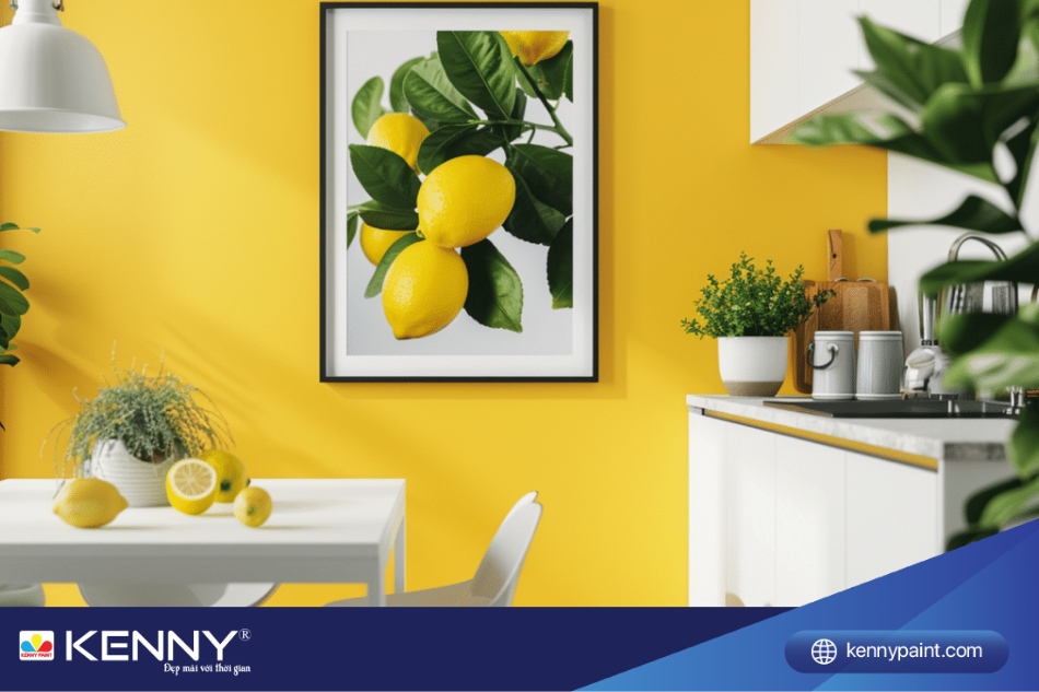 Không gian phòng bếp sẽ trở nên sáng sủa hơn khi được sơn tường màu vàng chanh