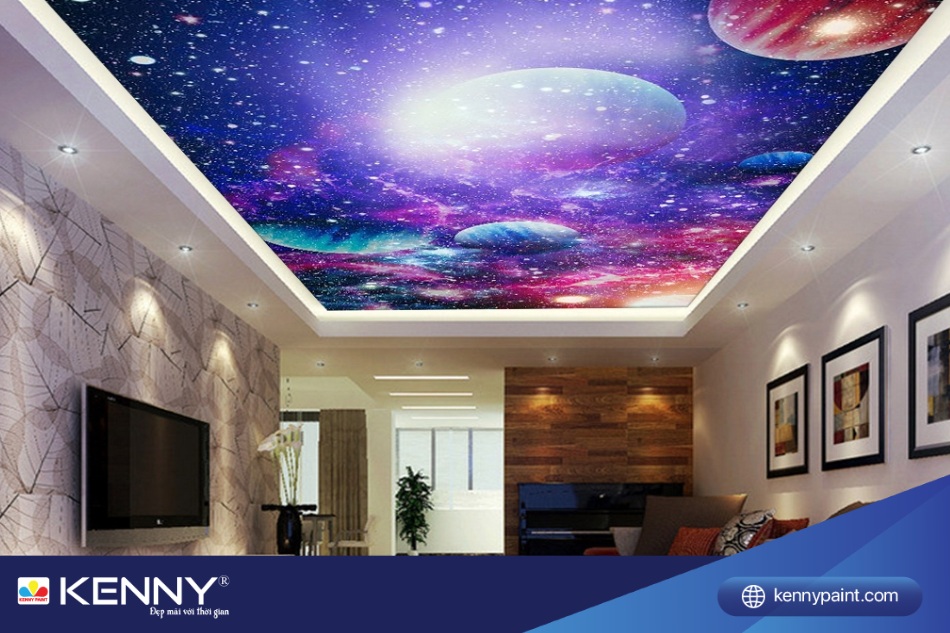Sơn trần 3D được thiết kế tinh xảo tạo hiệu ứng cho không gian