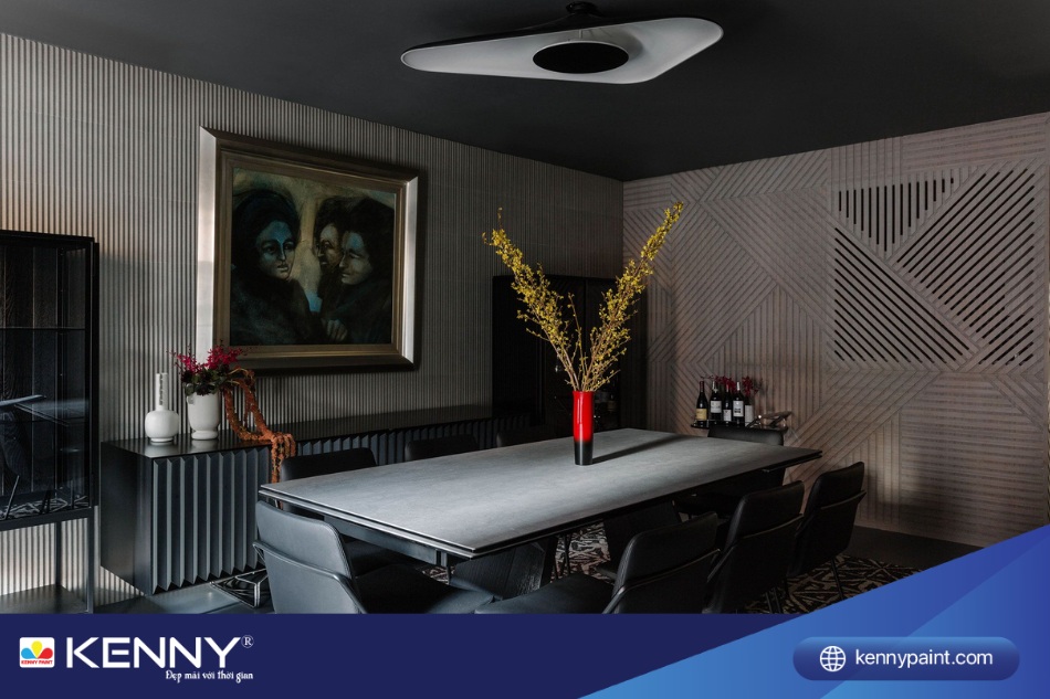 Sơn trần màu đen che đi các khuyết điểm của trần nhà