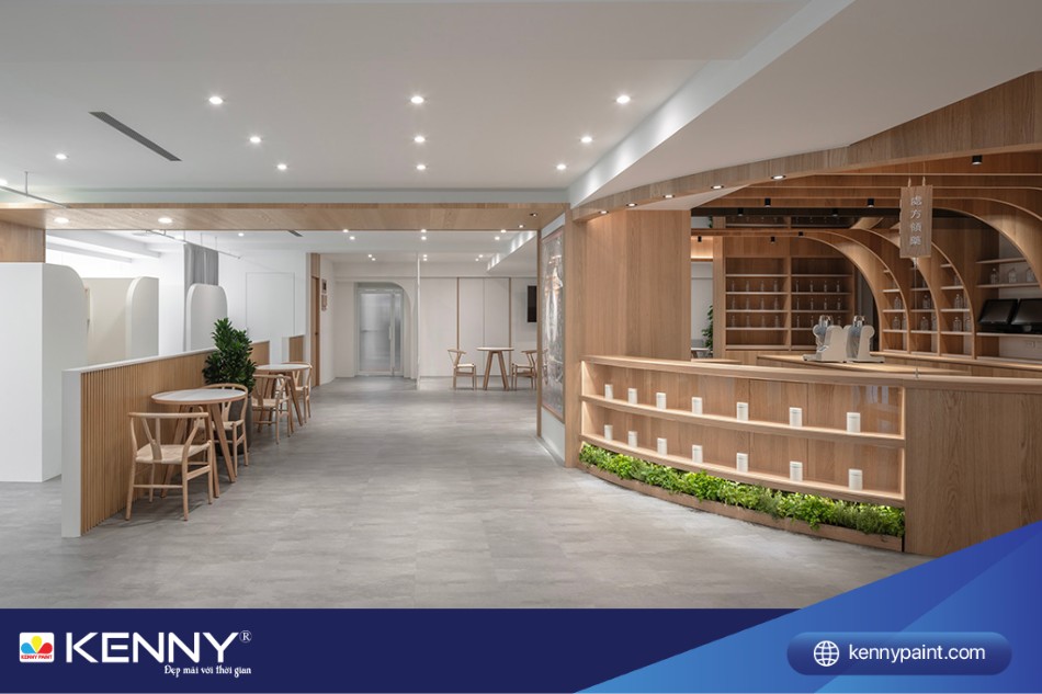 Màu sắc thường sử dụng cho thiết kế phòng khám Đông y là nâu, đen, và be