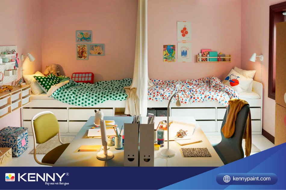 Hai giường có rèm che