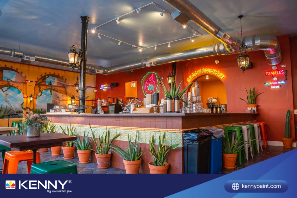 Quán trà sữa dễ thương với nhiều màu sắc bắt mắt