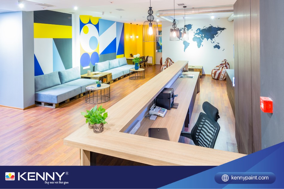 Quầy lễ tân chữ L giúp tiết kiệm không gian