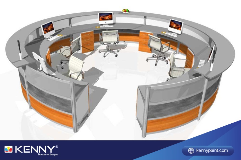 Thiết kế quầy lễ tân khách sạn hình chữ O ưu tiên cho không gian rộng