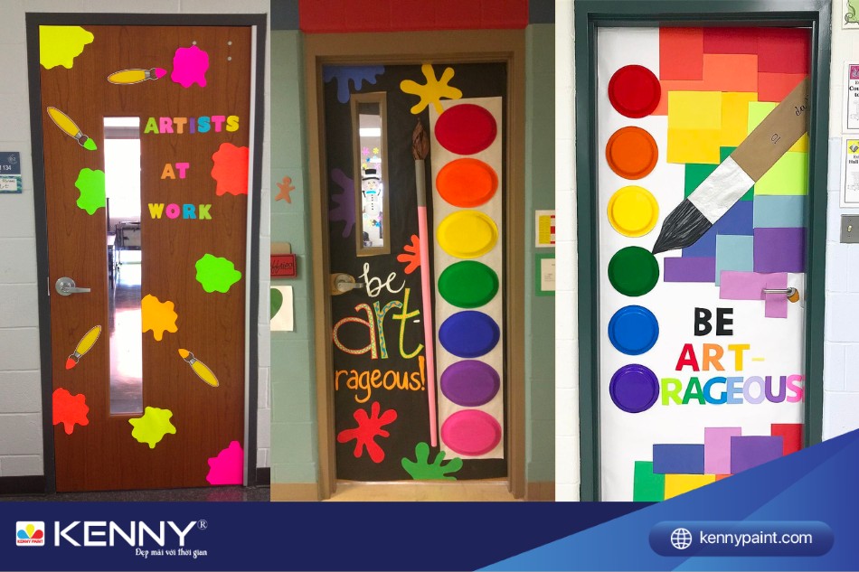 Màu vẽ giúp cửa lớp thêm màu sắc