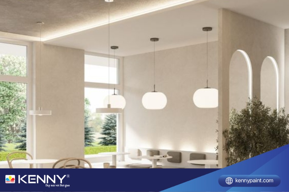 Trần thạch cao kết hợp màu sắc trang nhã