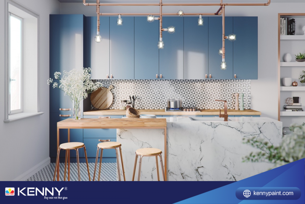 Sơn KENNY - Điểm tô ngôi nhà mơ ước tu-bep-mau-xanh-1