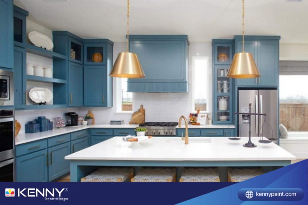 Sơn KENNY - Điểm tô ngôi nhà mơ ước tu-bep-mau-xanh-4