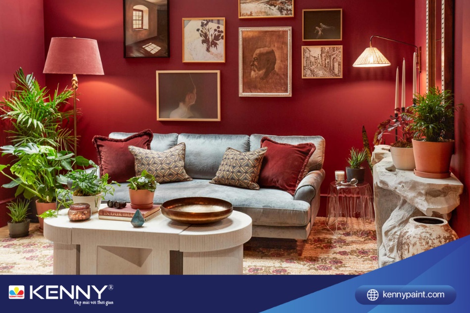 Tham khảo sơn màu đỏ cho phòng khách cho người tuổi Bính Thìn
